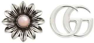 Gucci Silver Double G Flower Stud Earrings