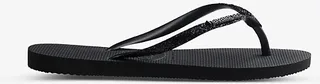 Womens Black Slim Glitter II Embellished Rubber Flip Flops