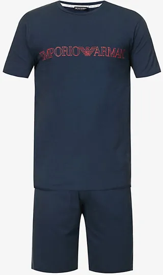 ens arine Logo-print Regular-fit Short Stretch-cotton Pyjamas