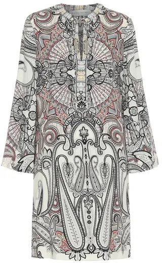 Printed wool and silk minidress