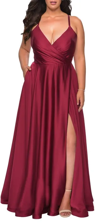 Strappy Back High Slit Gown