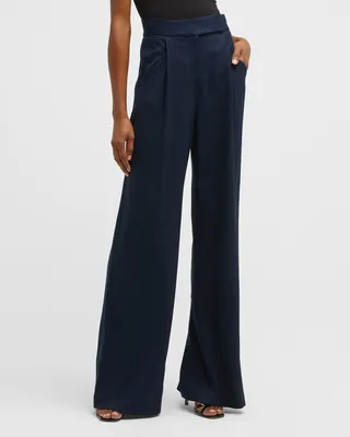 Marbeau Pleated Wide-Leg Pants
