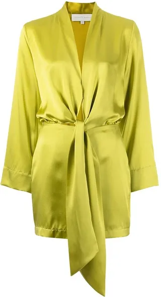 Tie-Front Silk Satin Minidress
