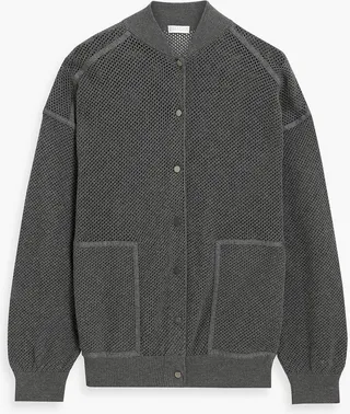 Bead-embellished open-knit cotton cardigan