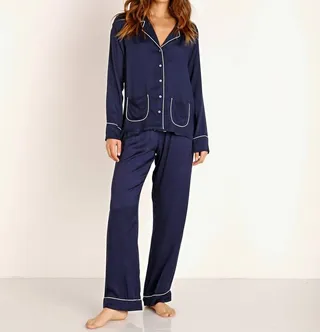 Woven Pj Pant Set in Midnight Navy