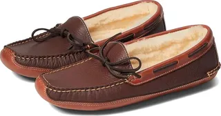 L.L.Bean Bison Double Sole Slipper Shearling Lined (Raisin) Men's Shoes