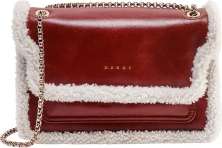 Leather shoulder bag with wool profiles