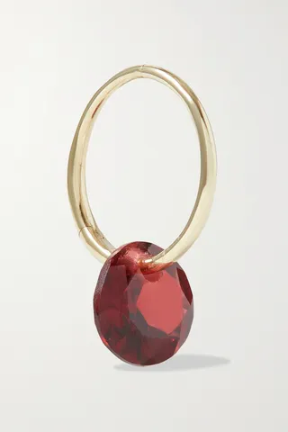 By Pariah - January Birthstone 14-karat Recycled Gold Garnet Single Hoop Earring - One size