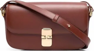 'sac Grace Baguette' Brown Shoulder Bag With Buckle Fastening In Leather Woman