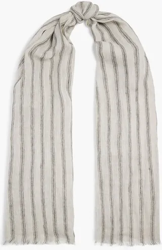 Striped linen-gauze scarf