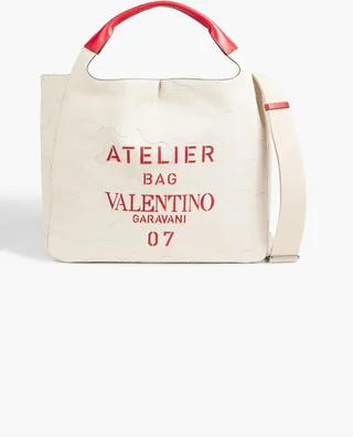 Atelier Bag 07 leather-trimmed printed canvas tote