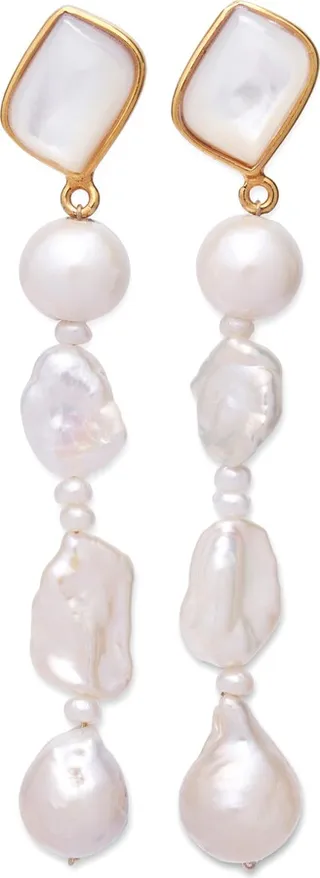 Swan Freshwater Pearl Linear Earrings