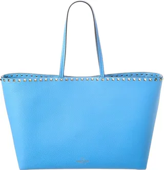 Valentino Rockstud Large Grainy Leather Shopper Tote