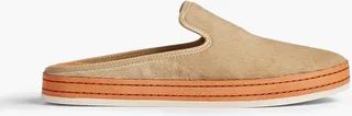 Canella leather-trimmed calf hair slippers