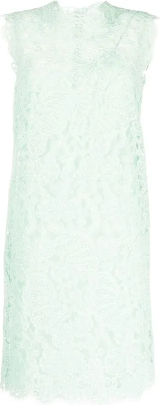 Lace-Embroidered Sleeveless Midi Dress