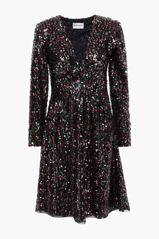 Lazer lace-up sequined tulle mini dress