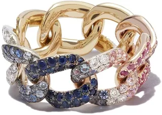 18kt yellow gold Links Essential sapphire and diamond ring