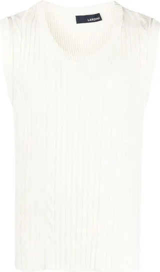 Cable-Knit Crew-Neck Vest