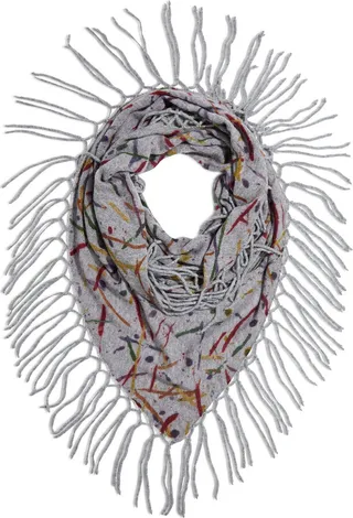 Fringed-trimmed printed cashmere scarf