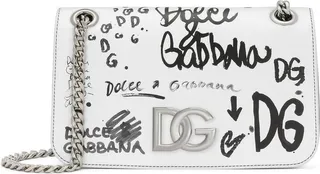 Graffiti-Print Leather Shoulder Bag