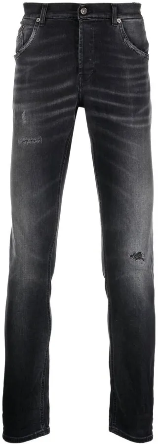 Distressed Slim-Cut Jeans