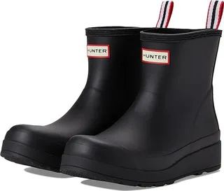 Hunter Play Short Linear Rainbow Print Boot (Black) Women's Rain Boots