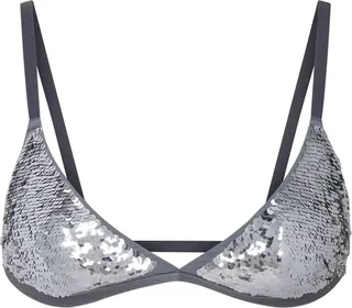Sequin Triangle Bralette | Silver