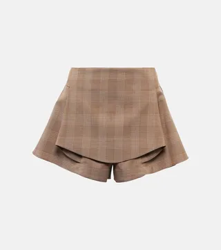 Checked wool-blend shorts