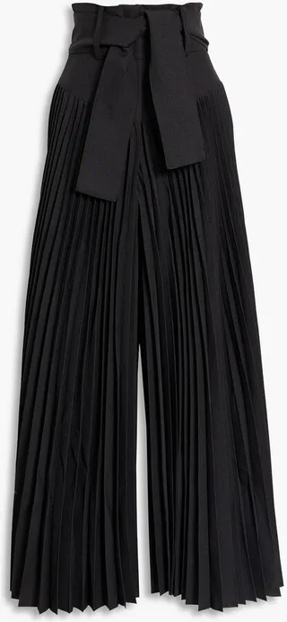 Pleated crepe wide-leg pants