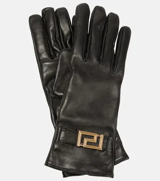 Greca leather gloves