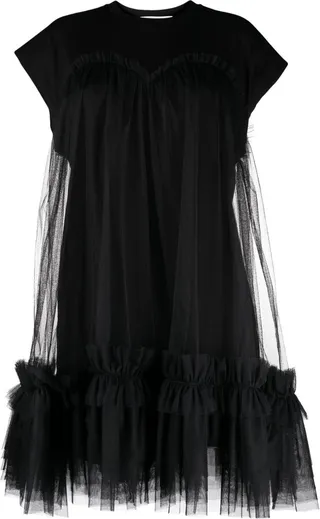 Tulle-Trim Cotton Minidress