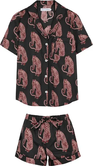 Desmond & Dempsey Sansindo Tiger Printed Cotton Pyjama Set