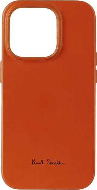 Paul Smith Orange Native Union Edition Leather MagSafe iPhone 14 Pro Case