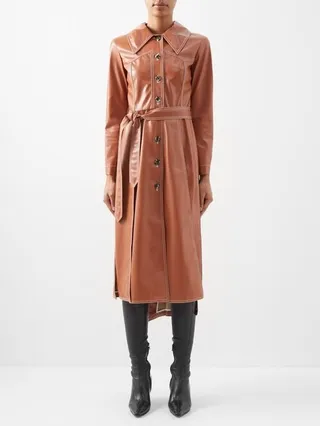 Faux-leather Trench Coat