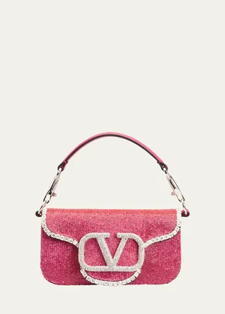 Loco Small VLOGO Crystal-Embellished Shoulder Bag
