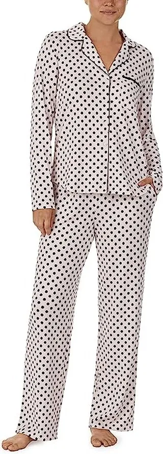 Kate Spade New York Sweater Knit Notch PJ Set (Pastry Dot) Women's Pajama Sets