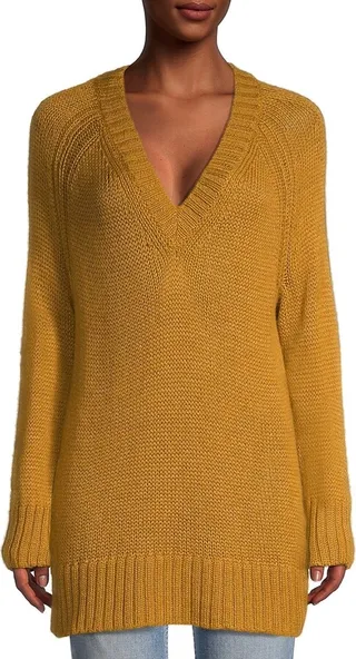 Wool Blend V Neck Sweater