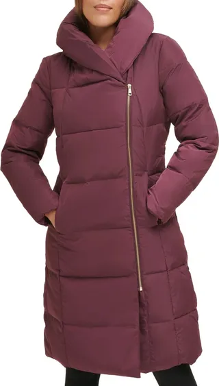 Cole Haan Signature Asymmetrical Pillow-Collar Down Puffer Coat