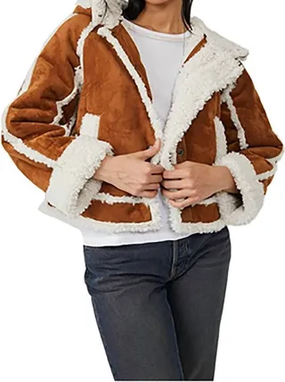 Vegan Exchange Shearling Jacket in Biscuit Combo