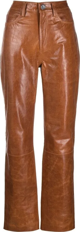 Lynn leather straight-leg trousers