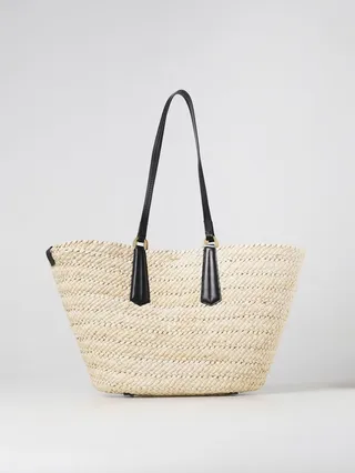 Max Mara Panier raffia and leather bag