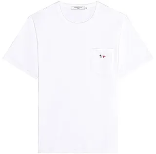 Maison Kitsune Tricolor Fox Patch Classic Pocket Tee-Shirt in White
