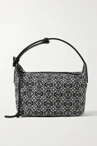 Loewe - Cubi Anagram Small Leather-trimmed Logo-jacquard Tote - Blue