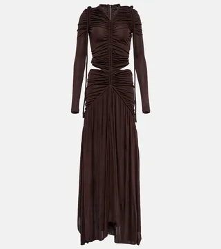 Ruched cutout jersey maxi dress