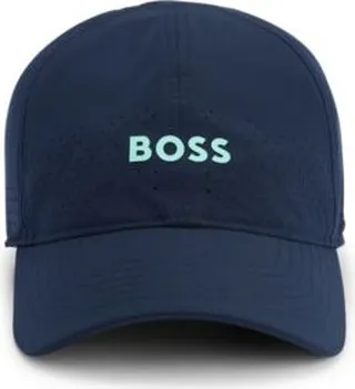 Stretch-poplin cap with contrast logo and perforations