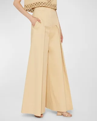 Pleated Wide-Leg Trousers