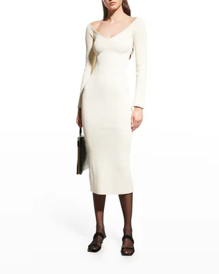 Pia Off-The-Shoulder Rib Midi Dress