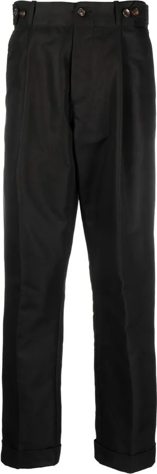 Pleat-Detail Straight-Leg Trousers