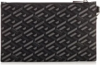 Versace Logo Detailed Zipped Clutch Bag