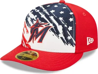 Men's New Era Red Miami Marlins 2022 4th of July Low Profile 59FIFTY Fitted Hat